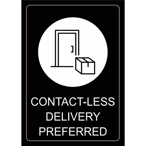 Sign Contact-Less Delivery Preferred A3 White On Black